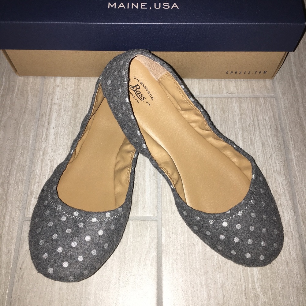 BASS Lexi Grey White Polka Dot Shoes 9 M Cushion
